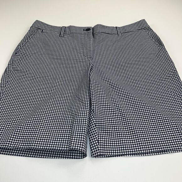 Talbots Perfect Short 10.5” Navy White Gingham Check Chino Shorts Size 14 - Picture 10 of 10